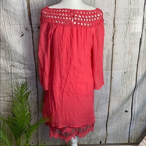 Monoreno Coral Woven Lace Trim Dress - Picture 5 of 9